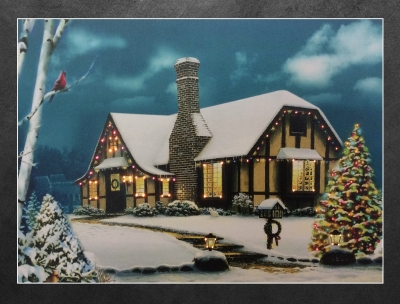 LED-Wandbild: Haus in Winterstimmung