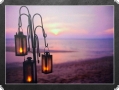 LED-Wandbild: Strand und Laternen