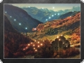 LED-Wandbild: Herbstliche Berghütte